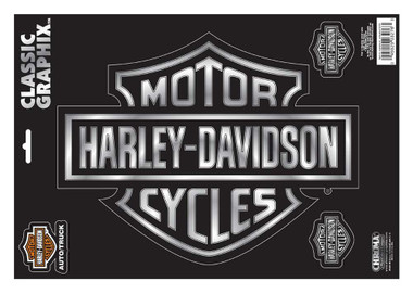 Harley-Davidson Embossed Bar & Shield Logo Chrome Decals - 9 x 13 in. CG3276 - Wisconsin Harley-Davidson