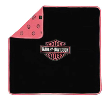 Harley-Davidson Baby Girls' Bar & Shield Receiving Blanket, Black/Pink 0100094 - Wisconsin Harley-Davidson