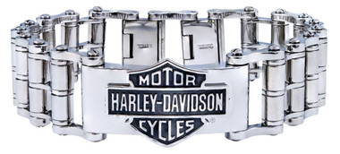 Harley-Davidson Men's Bar & Shield Emblem Bike Chain Steel Bracelet HSB0146 - Wisconsin Harley-Davidson