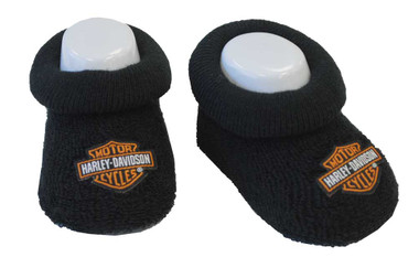Harley-Davidson Baby Boys' Boxed Stretch Terry Booties, Black S9LBL20HD (0/3M) - Wisconsin Harley-Davidson
