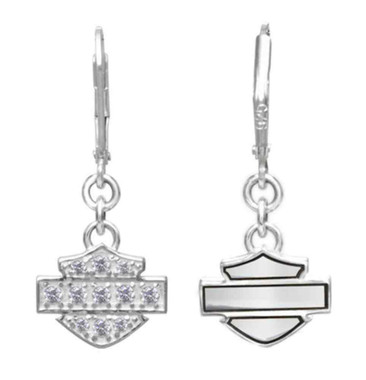 Harley-Davidson® Womens Earrings, Silhouette Bar & Shield Dangles