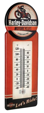 Harley-Davidson Tin Thermometer, Vintage H-D Motorcycle Metal Design HDL-10098 - Wisconsin Harley-Davidson