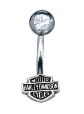 Harley-Davidson Women's White Cubic Zirconia Bar & Shield Belly Jewel HDZ0034 - Wisconsin Harley-Davidson