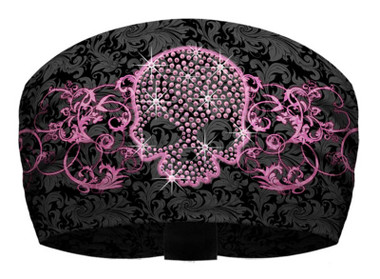 That's A Wrap Women's Skull & Scroll Black/Pink Knotty Band Head Wrap. KB2926 - Wisconsin Harley-Davidson