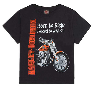 Harley-Davidson Little Boys' Born to Ride, Forced to Walk Tee Black 0174132 - Wisconsin Harley-Davidson