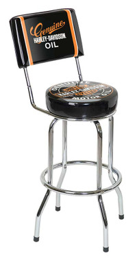 Harley-Davidson Genuine Oil Can Bar Stool w/ Backrest HDL-12203 - Wisconsin Harley-Davidson