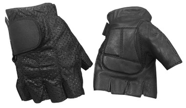 Redline Men's Perforated Fingerless Motorcycle Leather Gloves, Black G-059PR - Wisconsin Harley-Davidson