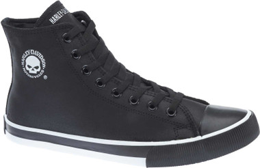 Harley-Davidson Men's Baxter Black/White 4.5" Leather Hi-Cut Sneakers D93341 - Wisconsin Harley-Davidson