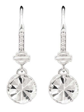 Harley-Davidson Women's Big Bling Clear Crystal Dangle Earrings, Silver HDE0422 - Wisconsin Harley-Davidson