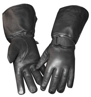 Redline Men's Gauntlet Fleece Gator Lining Leather Gloves, Black G-053GS - Wisconsin Harley-Davidson