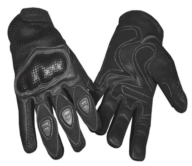 Redline Men's Vented Sports Full-Finger Gloves w/ Hard Kevlar, Black G-068 - Wisconsin Harley-Davidson