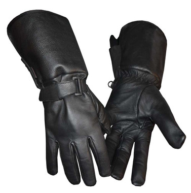 Redline Men's Gauntlet Style Soft Fleece Lining Leather Gloves, Black G-053 - Wisconsin Harley-Davidson