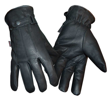 Redline Men's Soft Fleece Gator Lining Full-Finger Leather Gloves, Black G-052GS - Wisconsin Harley-Davidson
