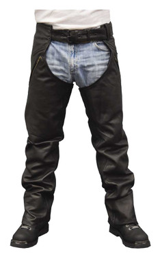 Redline Men's Classic Black Naked Leather Motorcycle Fully Lined Chaps M-1750 - Wisconsin Harley-Davidson