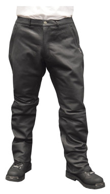 Redline Men's Black Side Angle Zip Pockets Leather Motorcycle Lined Pants M-1550 - Wisconsin Harley-Davidson