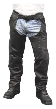 Redline Mens Goat Skin Leather Motorcycle Chaps w/ Snap-Out Gator Liner M-1700GS - Wisconsin Harley-Davidson