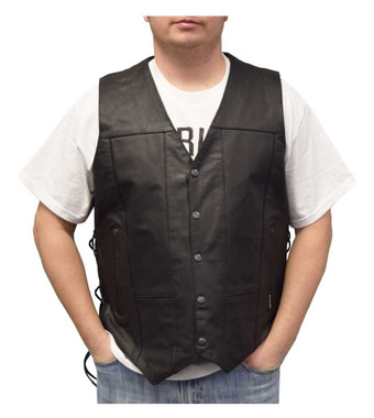 Redline Leather Men's Buffalo Milled Leather Motorcycle Vest