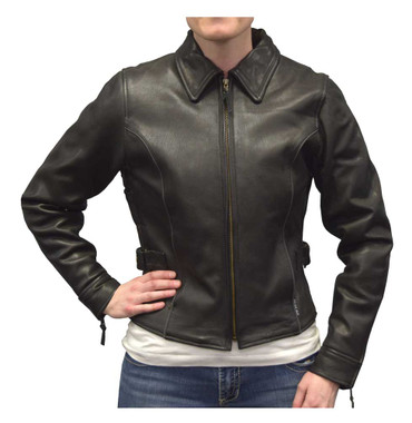 Redline Women's Goat Leather Black Reflective Piping Motorcycle Jacket L-3250BR - Wisconsin Harley-Davidson