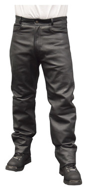 Redline Mens Classic Black Easy Fit Leather Motorcycle Fully Lined Pants M-1500 - Wisconsin Harley-Davidson