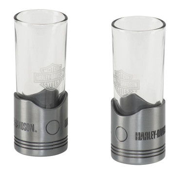 Harley-Davidson Piston Shot Glass Set, Two Hand Blown 2 oz. Glasses HDL-18770 - Wisconsin Harley-Davidson