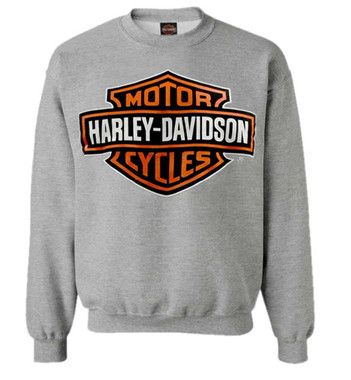 Harley-Davidson Mens Bar & Shield Long Sleeve Crew Neck Fleece Sweatshirt, Gray - Wisconsin Harley-Davidson
