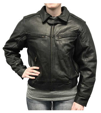 Redline Women's Bomber Naked Cowhide Leather Motorcycle Jacket, Black L-30 - Wisconsin Harley-Davidson