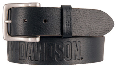 Harley-Davidson Men's Embossed Ride The Line Leather Belt, Black HDMBT11331-BLK - Wisconsin Harley-Davidson