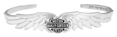 Harley-Davidson Women's Classic Double Wing B&S Cuff Bracelet, Silver HDB0384 - Wisconsin Harley-Davidson