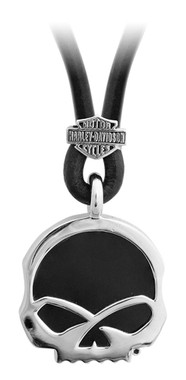 Harley-Davidson Men's Engraved Skull Onyx Necklace, Sterling Silver HDN0412-22 - Wisconsin Harley-Davidson