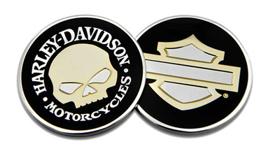 Harley-Davidson Mirror Skull B&S Challenge Coin, 1.75 in Coin, Black 8008505 - Wisconsin Harley-Davidson