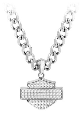 Harley-Davidson® Men\'s Stainless Steel Shield Circle Wisconsin Bar - Necklace Harley-Davidson & HSN0041-22