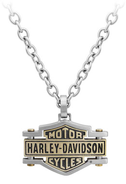 Harley-Davidson Men's Brass & Steel Bar & Shield Chain Necklace, HSN0045-22 - Wisconsin Harley-Davidson