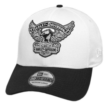 Harley-Davidson Men's Embroidered Eagle 39THIRTY Baseball Cap, White 99427-18VM - Wisconsin Harley-Davidson
