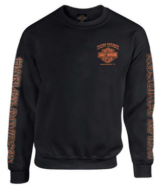 Harley-Davidson Men's Eagle Piston Fleece Pullover Sweatshirt, Black 30299948 - Wisconsin Harley-Davidson