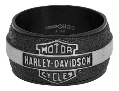 Harley-Davidson Men's Bar & Shield Curved Off-Road Ring, Stainless Steel HSR0048 - Wisconsin Harley-Davidson