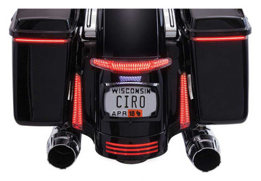 Ciro Latitude Tail Light & License Plate Holder - Black, Fits '10-'13 & '14-up - Wisconsin Harley-Davidson