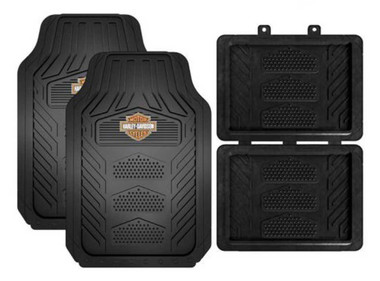Harley-Davidson Weatherpro 4 Piece Rubber Floor Mats, Universal-Fit 1671 - Wisconsin Harley-Davidson