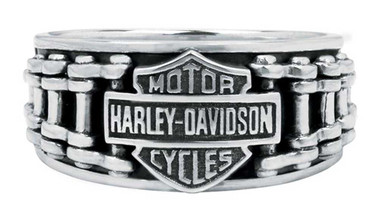 Harley-Davidson Men's Bar & Shield Bike Chain Ring, Sterling Silver HDR0260 - Wisconsin Harley-Davidson