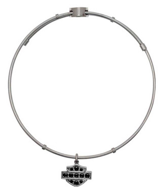 Harley-Davidson Women's Black Bling B&S Bangle Bracelet, Stainless Steel HSB0079 - Wisconsin Harley-Davidson