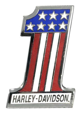 Harley-Davidson 1.5 in. RWB H-D #1 Logo Pin, Shiny Silver Finish 8008925 - Wisconsin Harley-Davidson