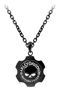 Harley-Davidson Men's Black Axel Willie G Skull Emblem Chain Necklace HSN0055-22 - Wisconsin Harley-Davidson