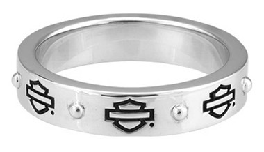 Harley-Davidson Women's Bar & Shield Outline Band Stackable Ring, Silver HDR0497 - Wisconsin Harley-Davidson