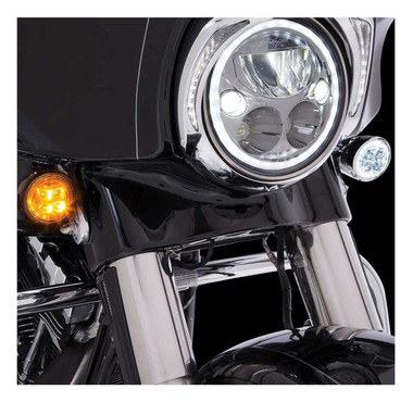Ciro Fang Front LED Signal Light Inserts, '00-up Harley Bullet Lights, Chrome - Wisconsin Harley-Davidson
