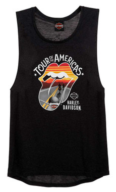 Harley-Davidson Women's Rolling Stones America Tour Sleeveless Tank Top - Black - Wisconsin Harley-Davidson
