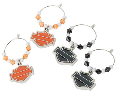 Harley-Davidson Silhouette Bar & Shield Wine Glass Charms - 4 Pack HDX-98505 - Wisconsin Harley-Davidson