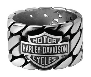 Harley-Davidson Men's B&S Logo Tread Band Ring, Silver Stainless Steel HSR0071 - Wisconsin Harley-Davidson