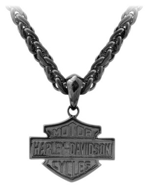 Harley-Davidson Men's Blackout Bar & Shield Necklace, Stainless Steel HSN0062 - Wisconsin Harley-Davidson