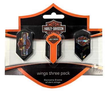 Harley-Davidson Wings Assorted Dart Slim Flights Pack - Pack of 9 - Black 642D - Wisconsin Harley-Davidson