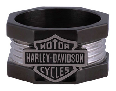 Harley-Davidson Men's Nut & Bolt Bar & Shield Band Ring, Stainless Steel HSR0075 - Wisconsin Harley-Davidson