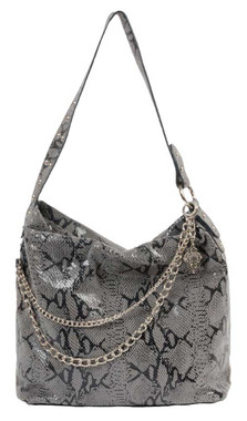 JENTOU Women's Trish Python Print Genuine Leather Shopper Purse JT8339-GRYBLK - Wisconsin Harley-Davidson